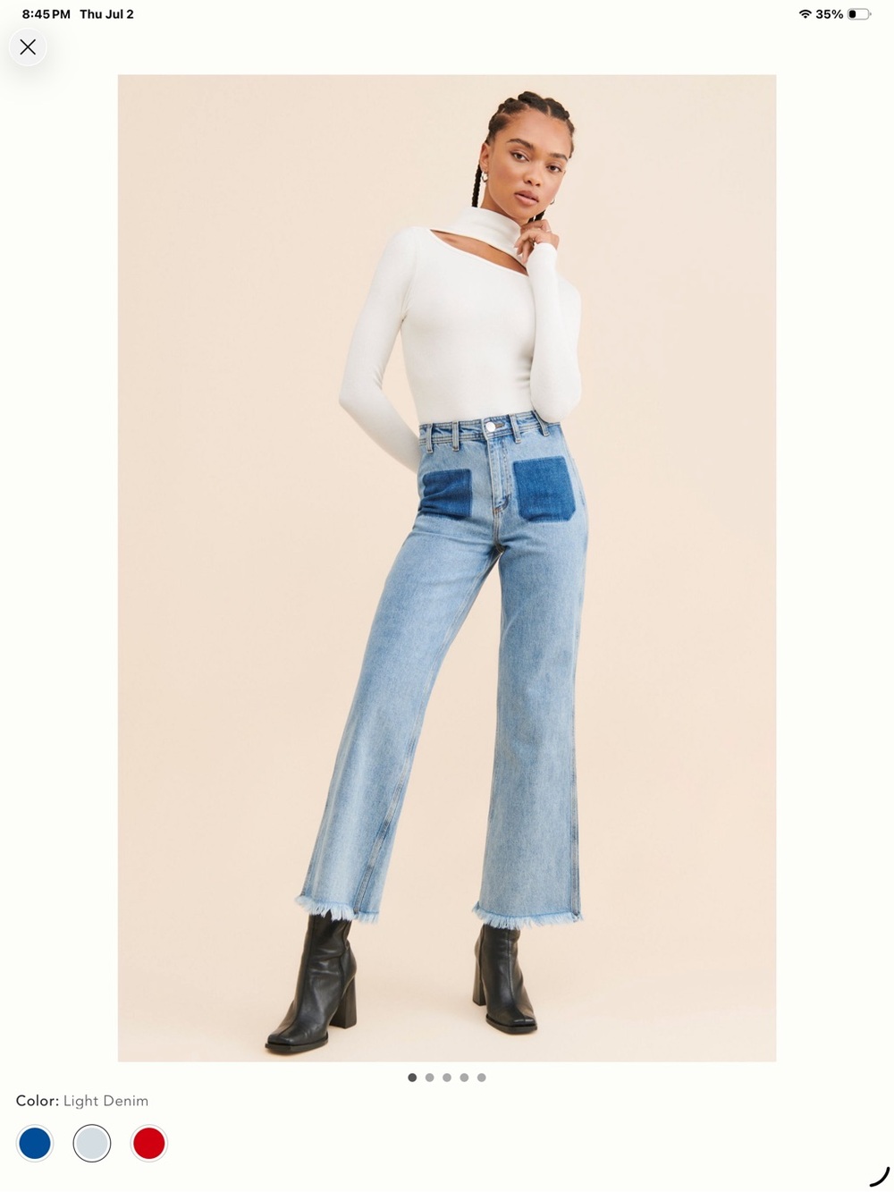 Seventy + Mochi Light Denim High-Rise Patch Pocket Jeans